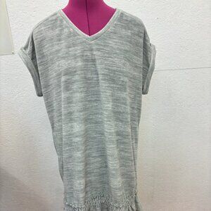 Muk Luks Grey Ruffled Hem Short Sleeve Plus Size Dress